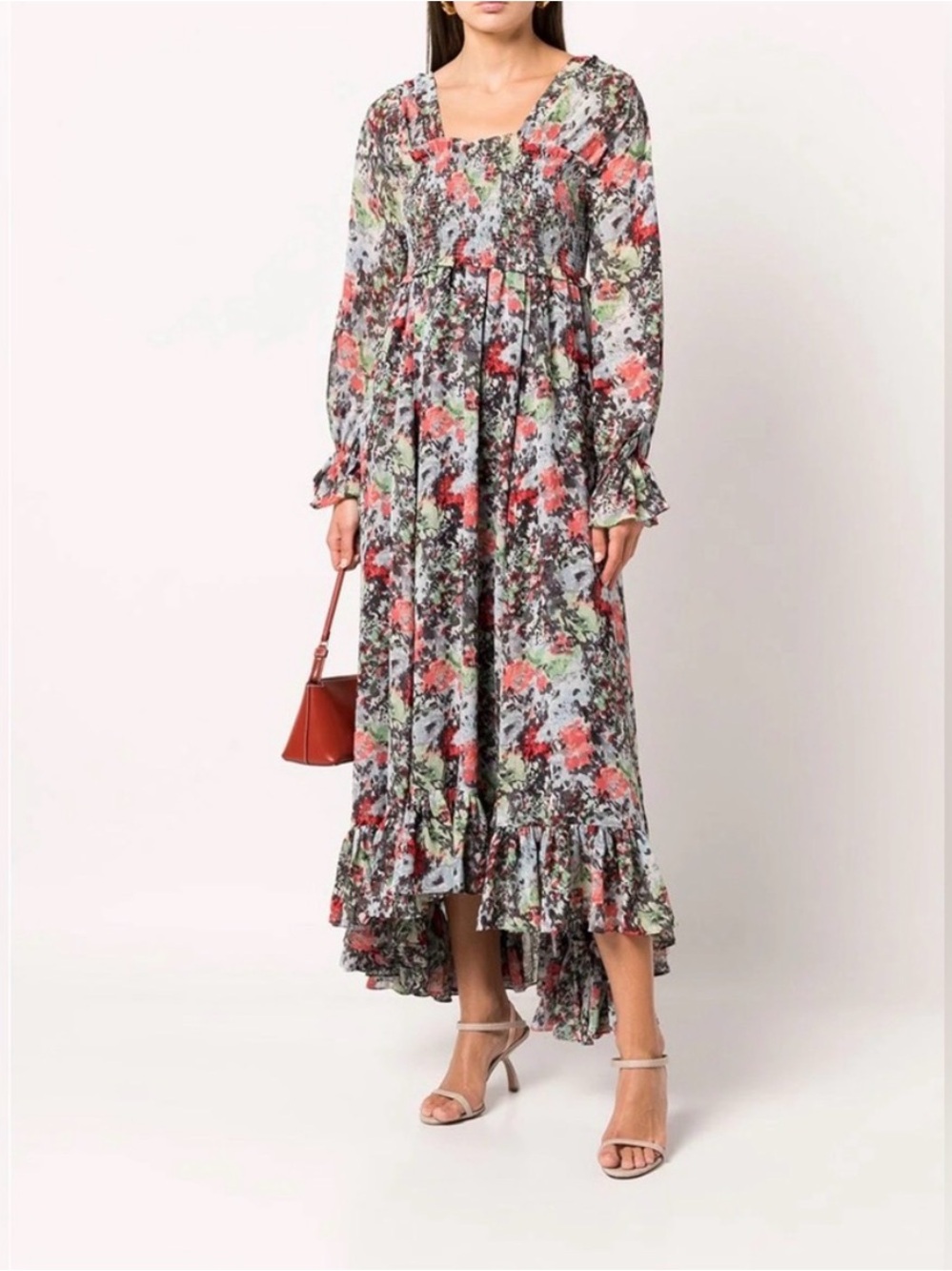 cinq a sept Multicolor Floral Maxi Dress with Smocked Bodice